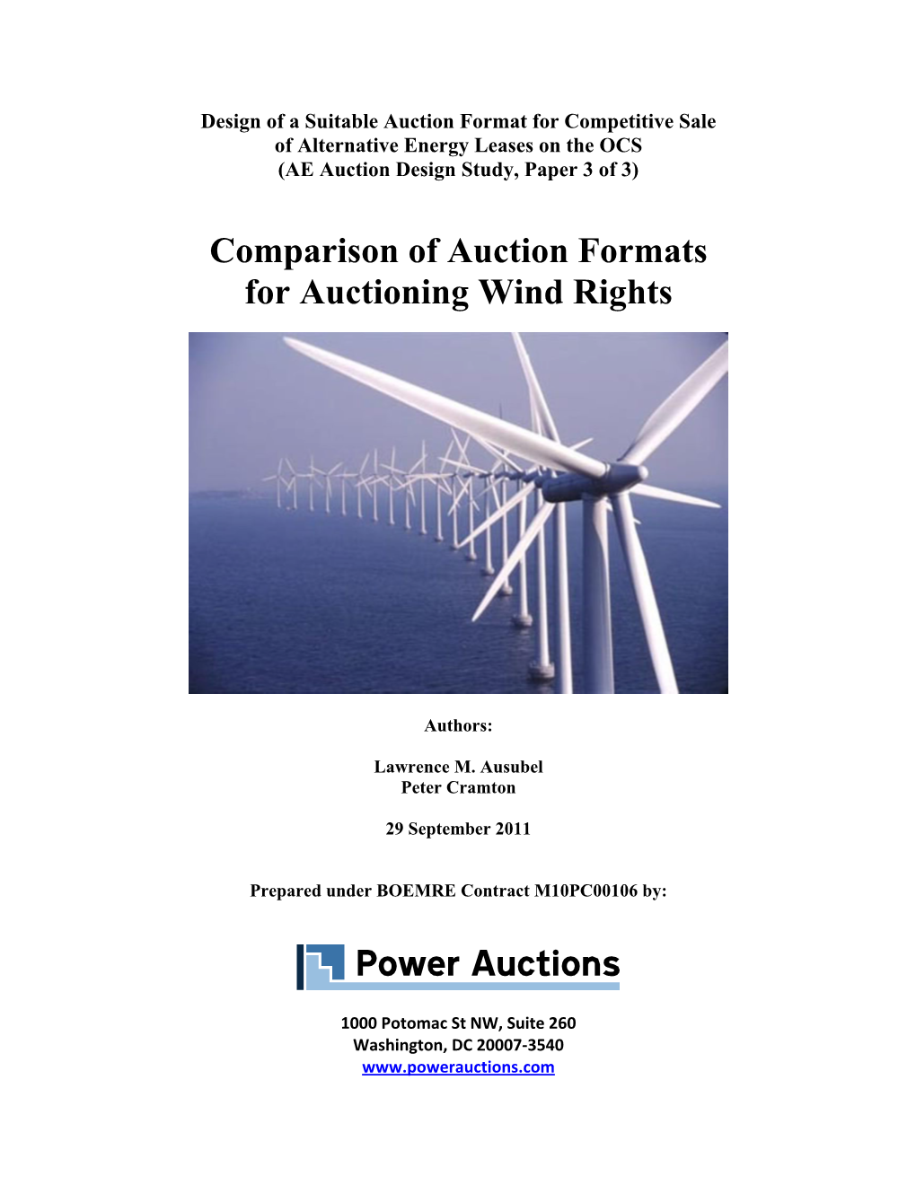 Comparison of Auction Formats for Auctioning Wind Rights