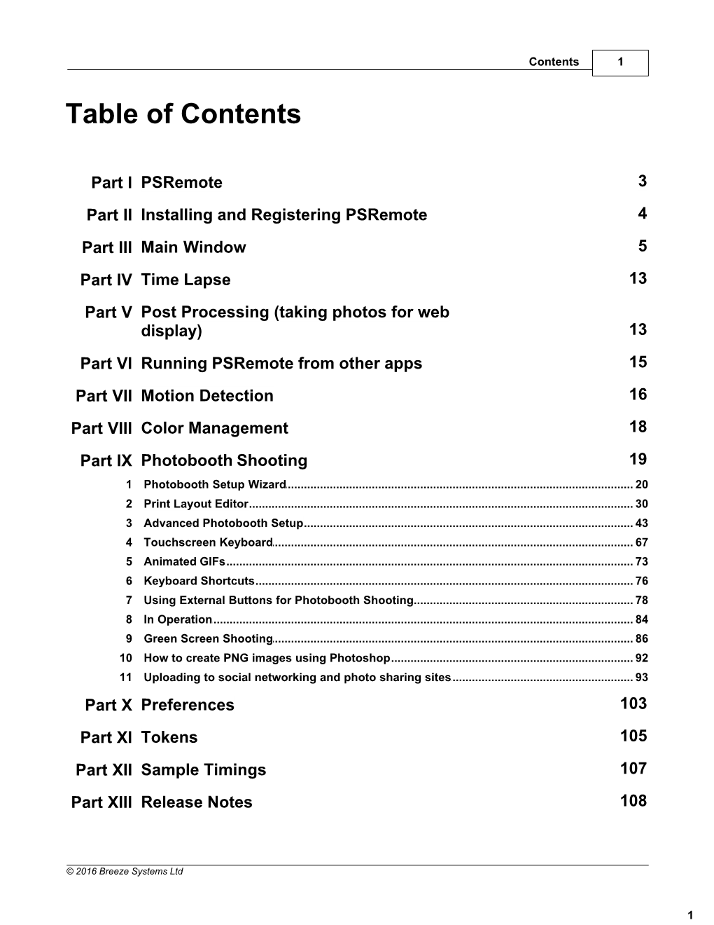 Table of Contents