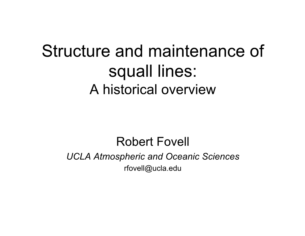 Structure and Maintenance of Squall Lines: a Historical Overview