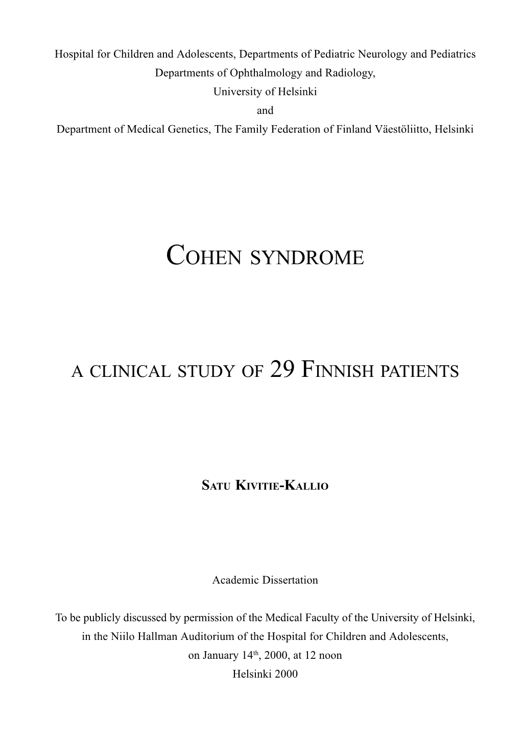 Cohen Syndrome