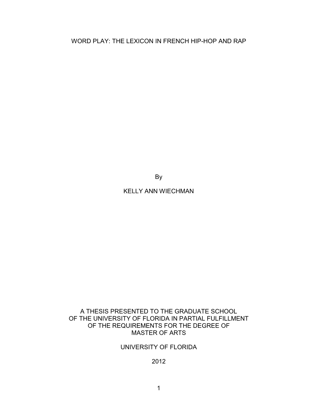 University of Florida Thesis Or Dissertation Formatting