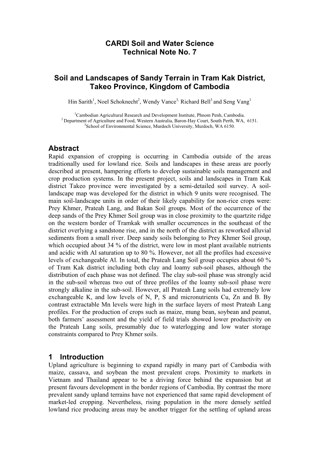 CARDI Soil and Water Science Technical Note No. 7 Soil And