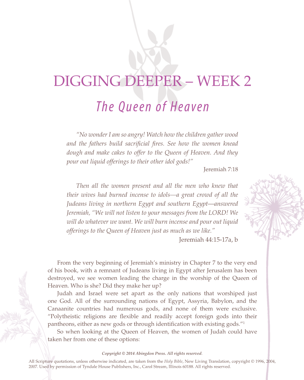 DIGGING DEEPER – WEEK 2 the Queen of Heaven