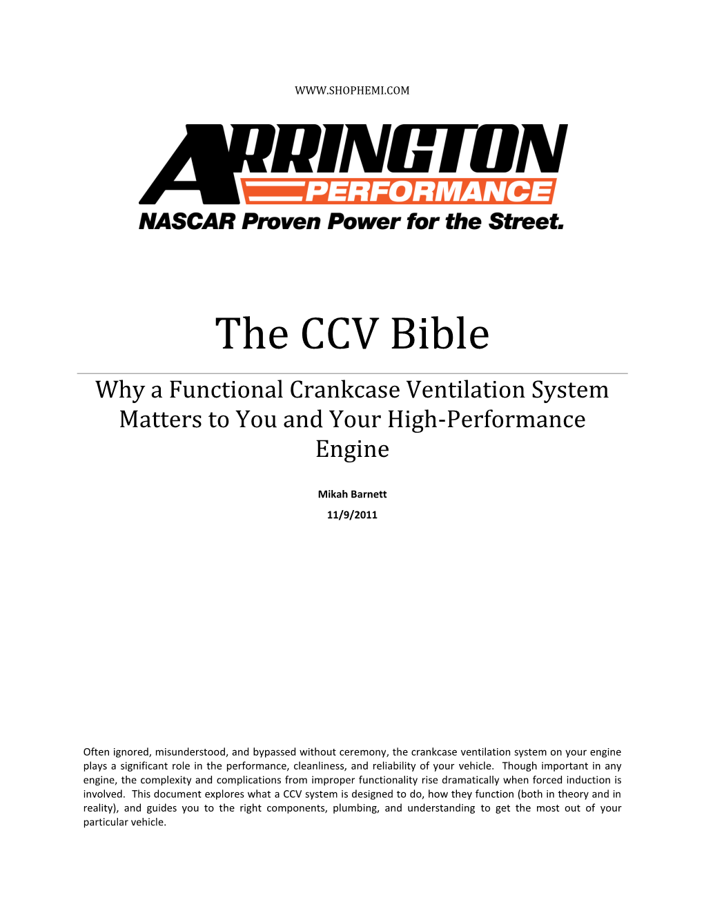 The CCV Bible Why a Functional Crankcase Ventilation System Matters to You and Your High-Performance Engine