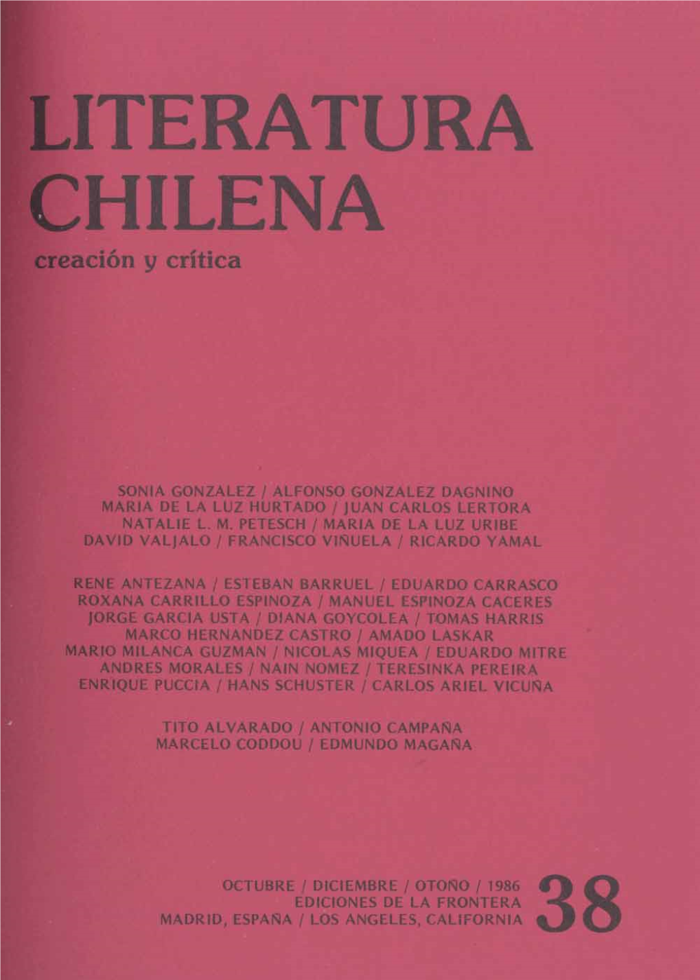 LITERATURA CHILENA Creación Y Crítica
