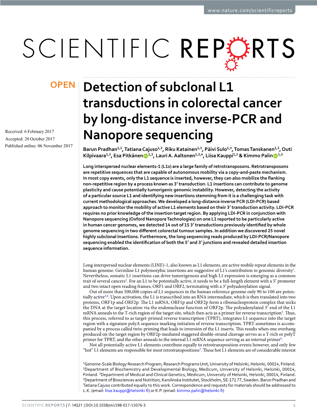 Detection of Subclonal L1 Transductions in Colorectal Cancer