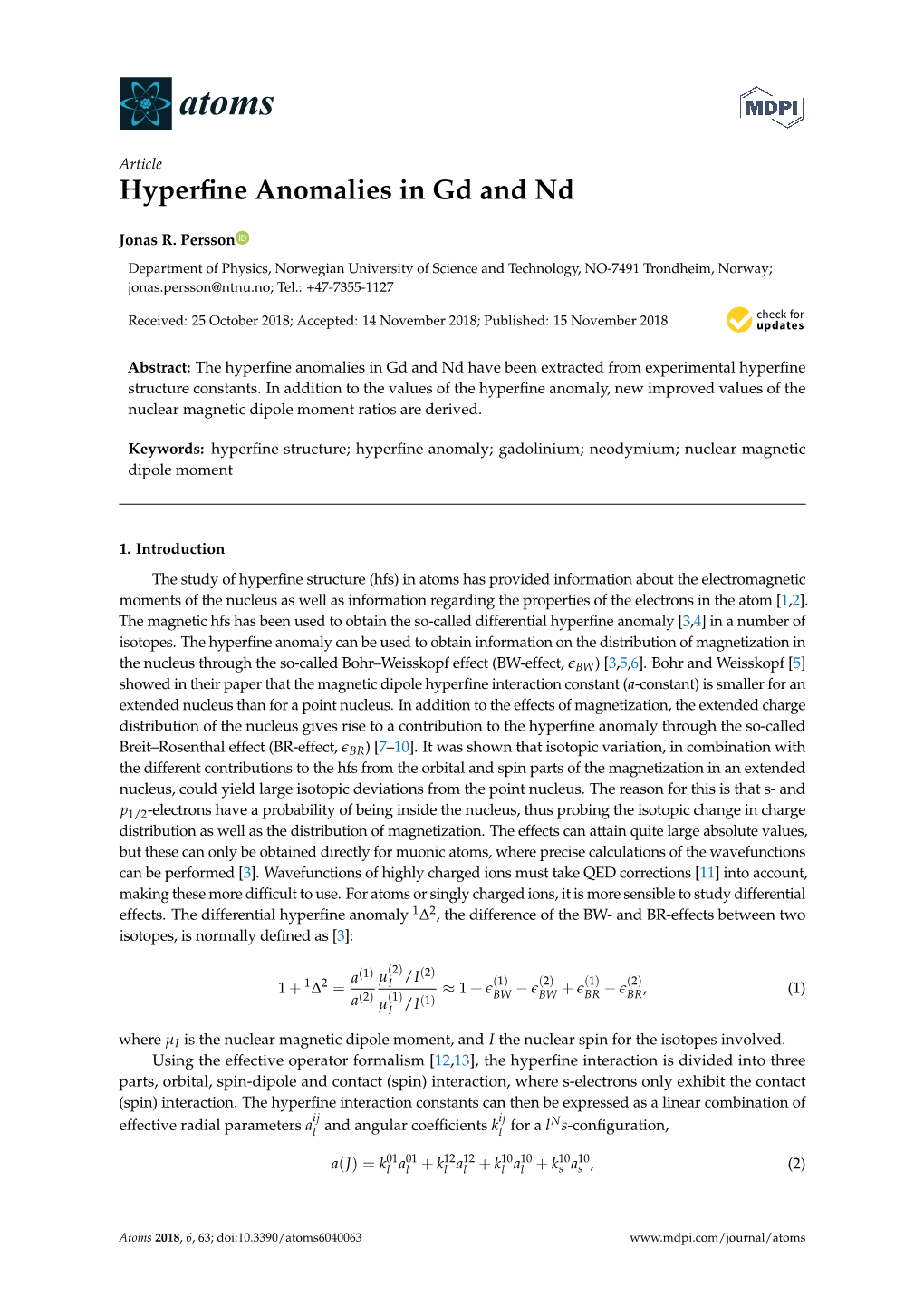 Hyperfine Anomalies in Gd and Nd