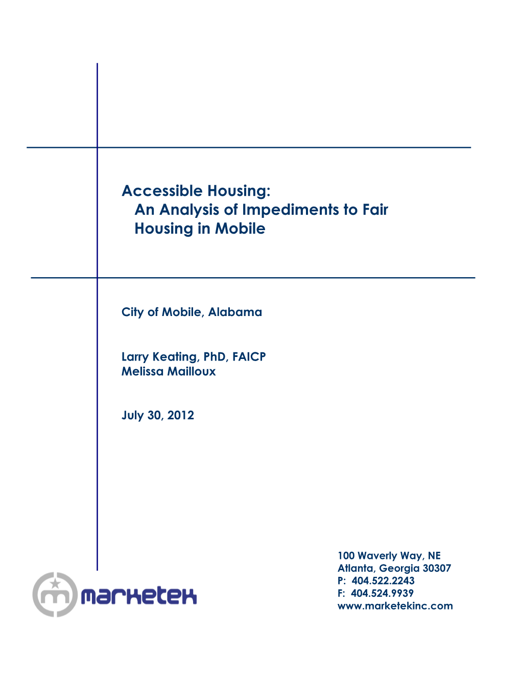 An Analysis of Impediments to Fair Housing in Mobile