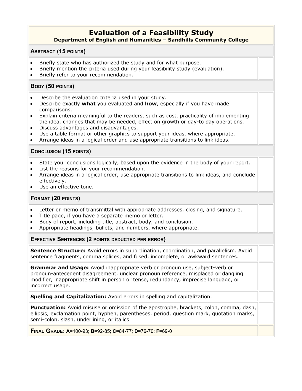 Evaluation of Proposal, Feasibility Study, Analysis, Or Recommendation