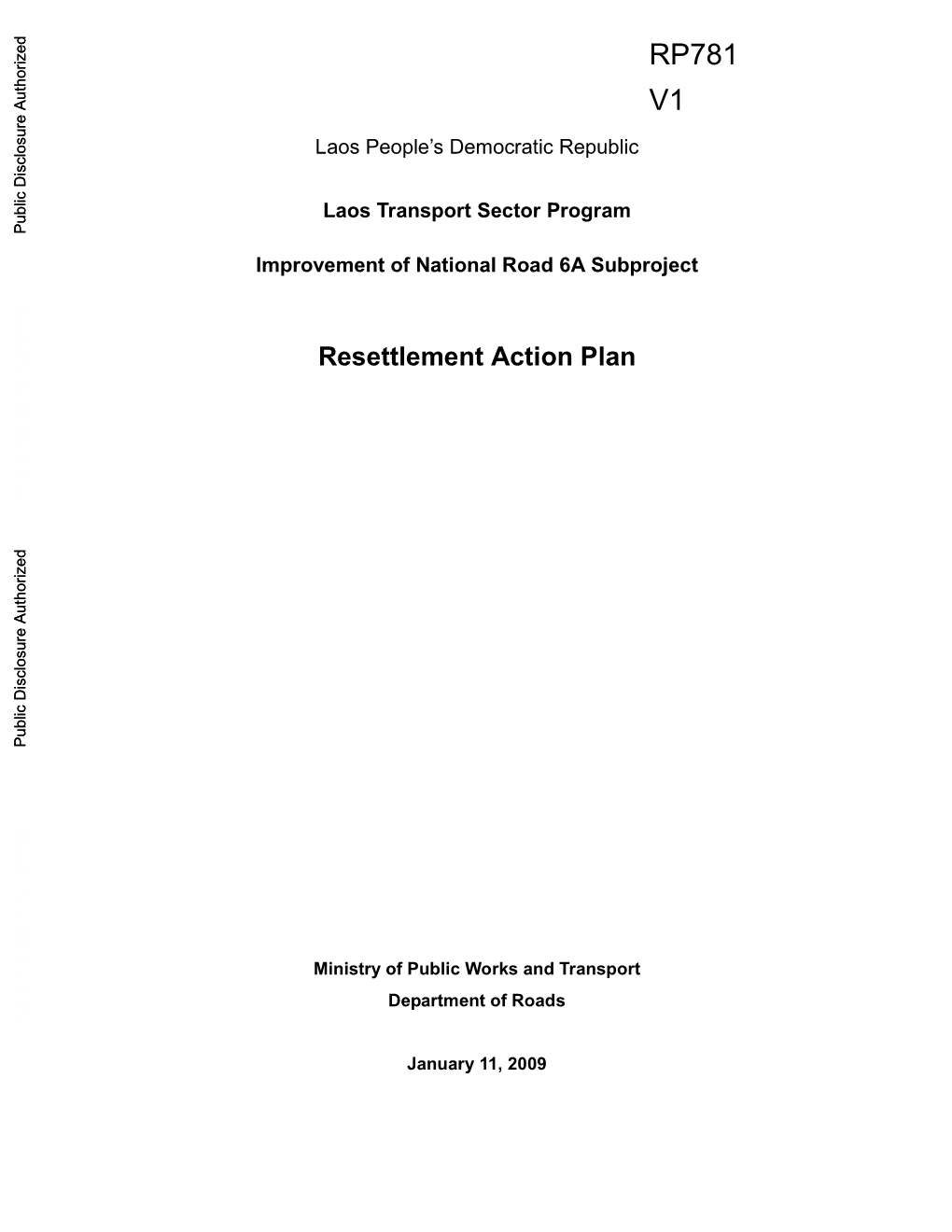 Resettlement Action Plan