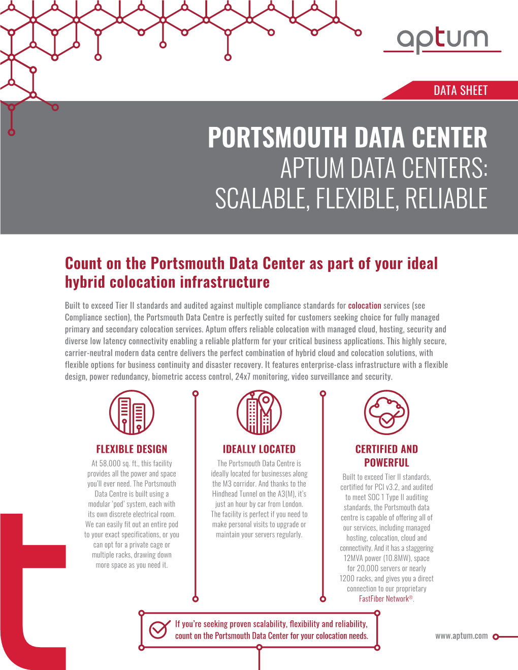 Portsmouth Data Center Aptum Data Centers: Scalable, Flexible, Reliable