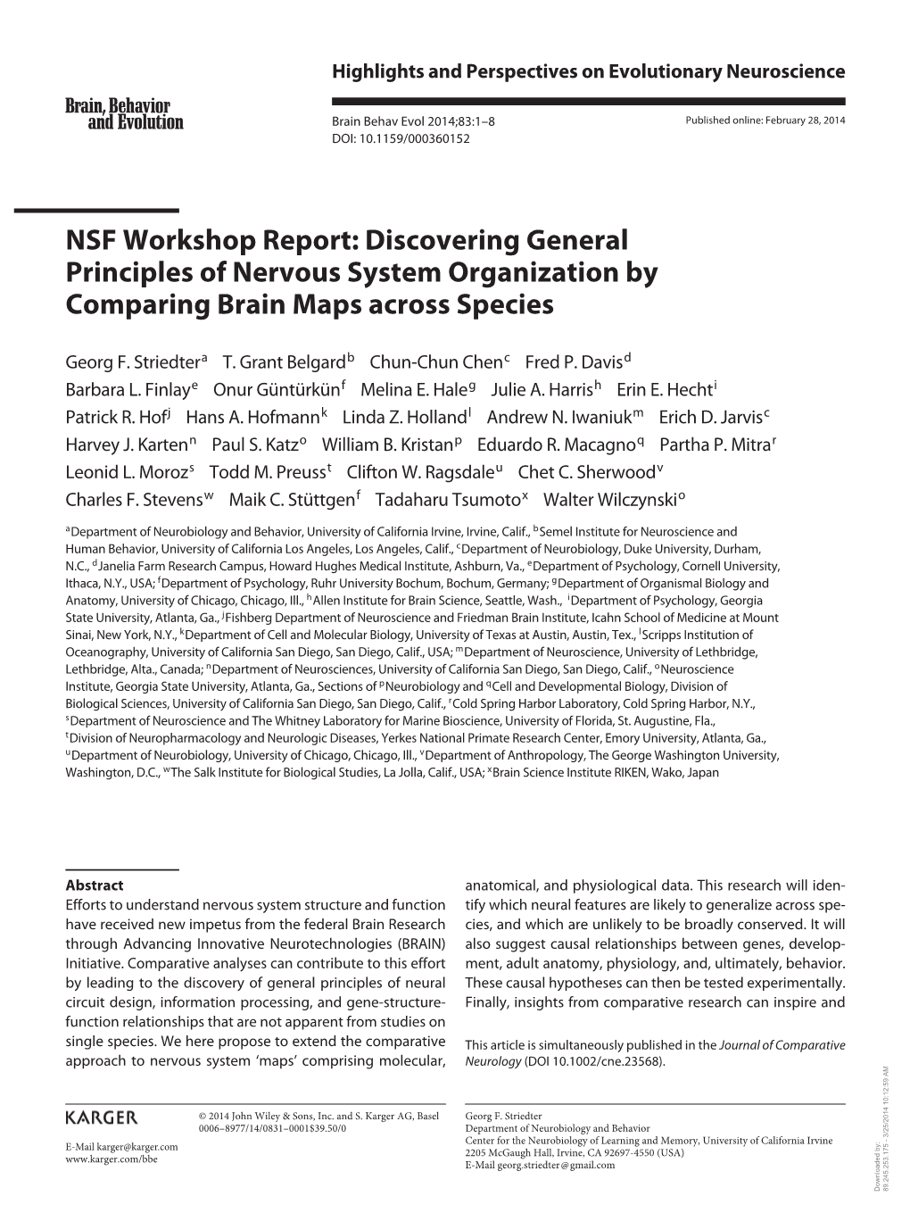 Discovering General Principles of Nervous System Organization by Comparing Brain Maps Across Species
