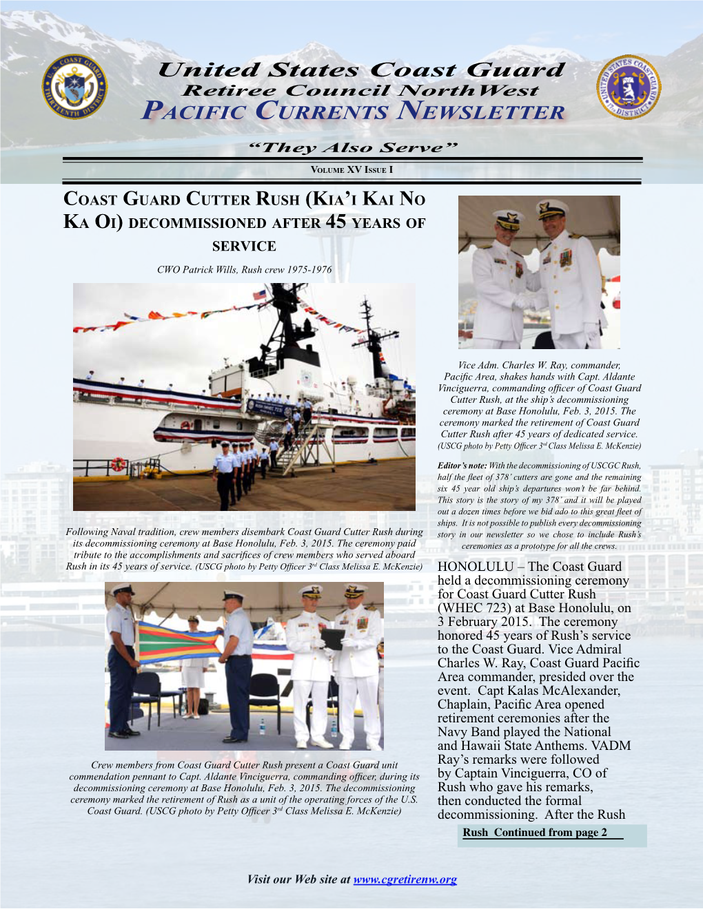 United States Coast Guard Retiree Council Northwest Pa C I F I C Cu R R E N T S Ne W S L E T T E R