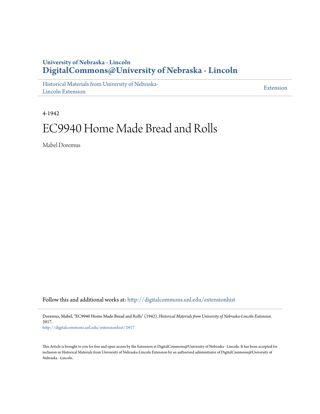 EC9940 Home Made Bread and Rolls Mabel Doremus