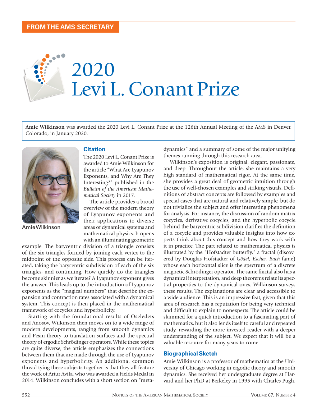 2020 Levi L. Conant Prize