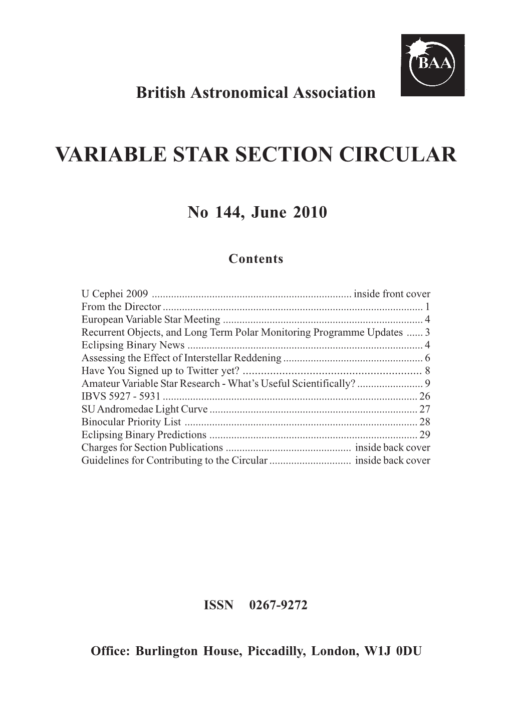 Variable Star Section Circular