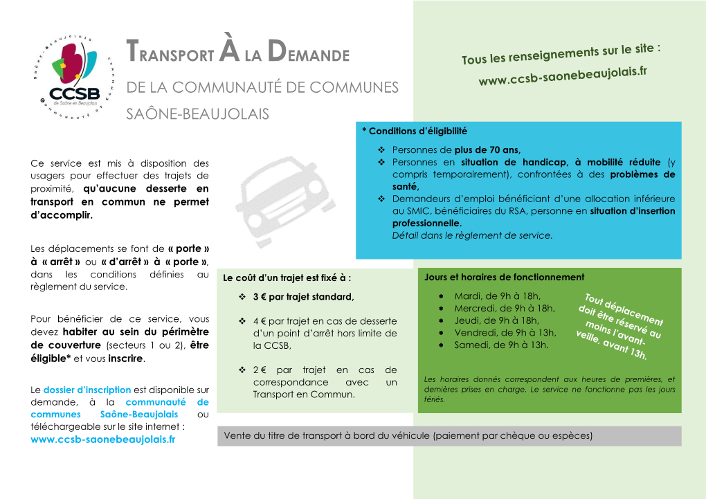 Transport Àla Demande De La Communauté De Communes