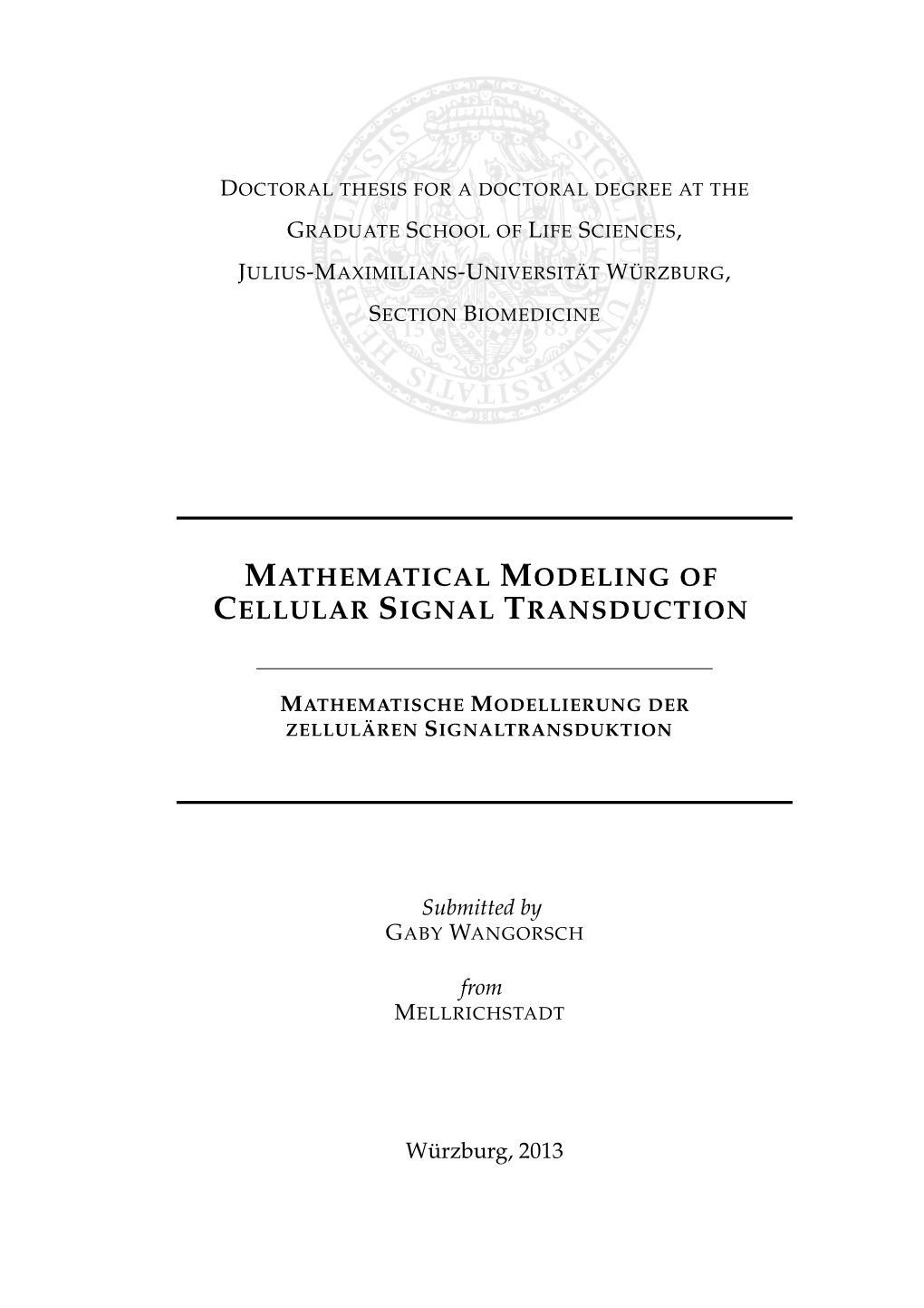 Mathematical Modeling of Cellular Signal