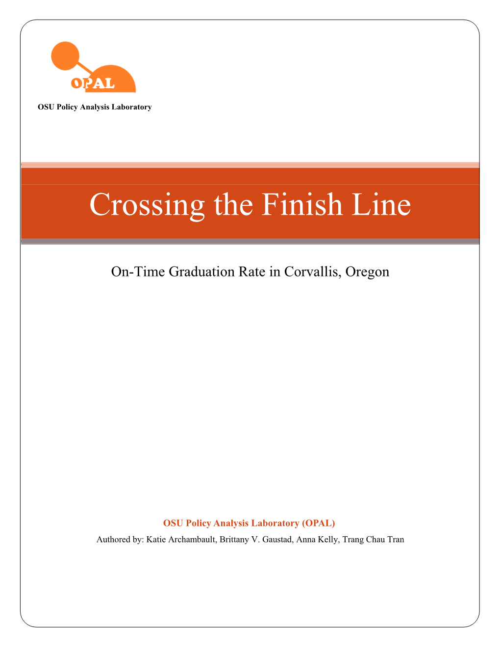 Crossing the Finish Line: On-Time Graduation Rate in Corvallis, Oregon