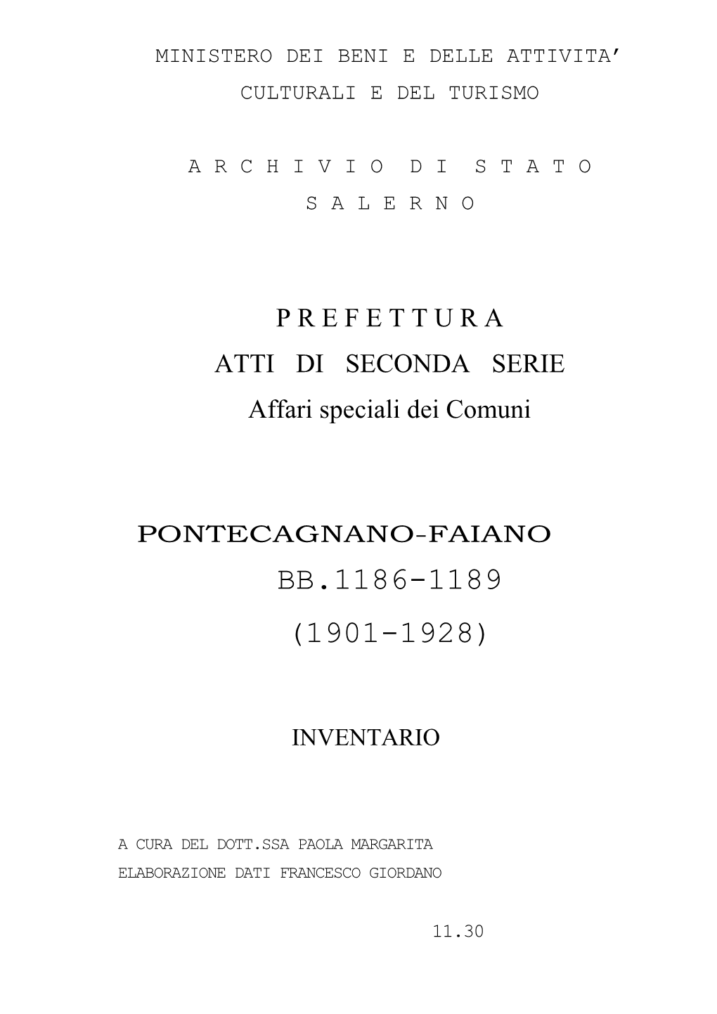 Pontecagnano-Faiano Bb.1186-1189 (1901-1928)