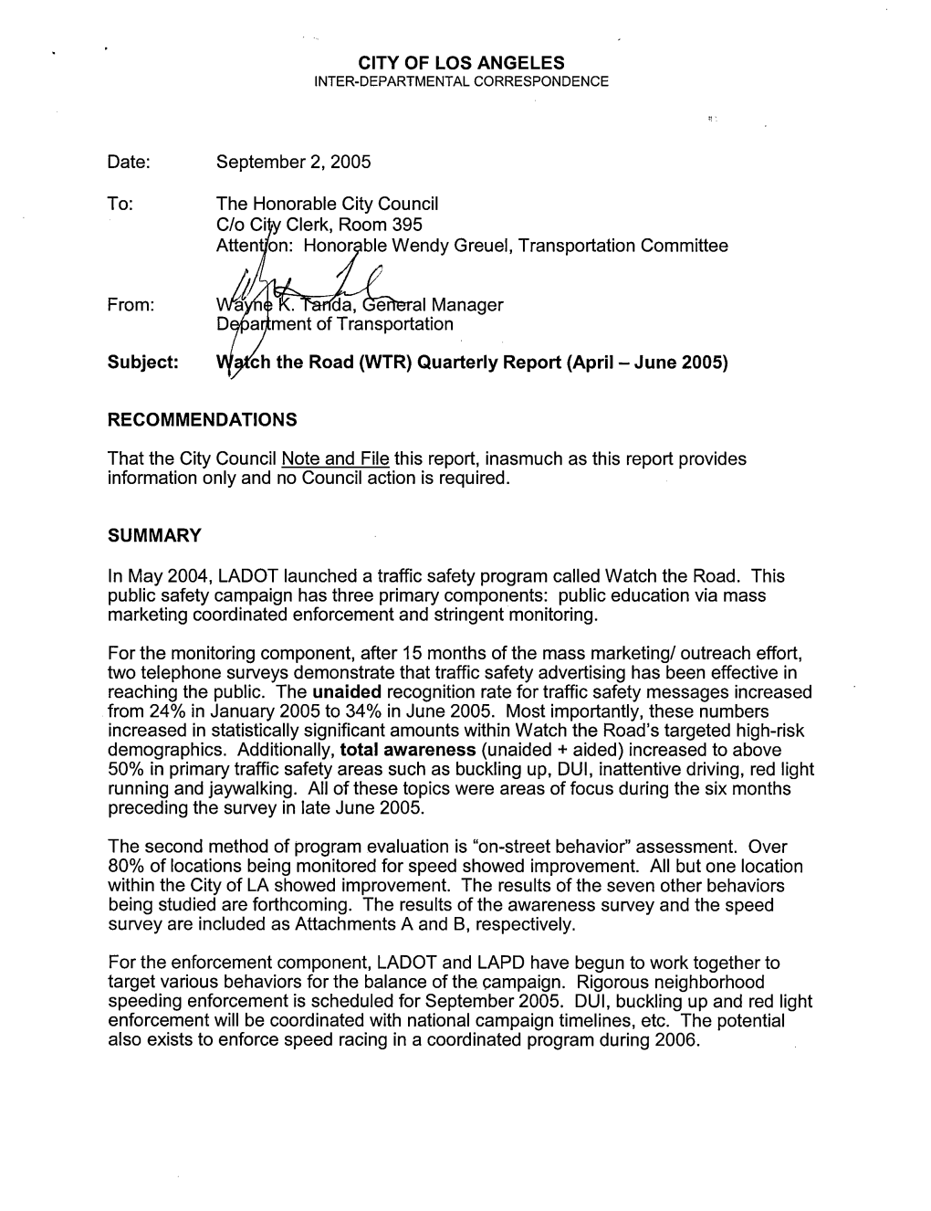 Transportation Tracking Study Los Angeles County Waves 1 &2