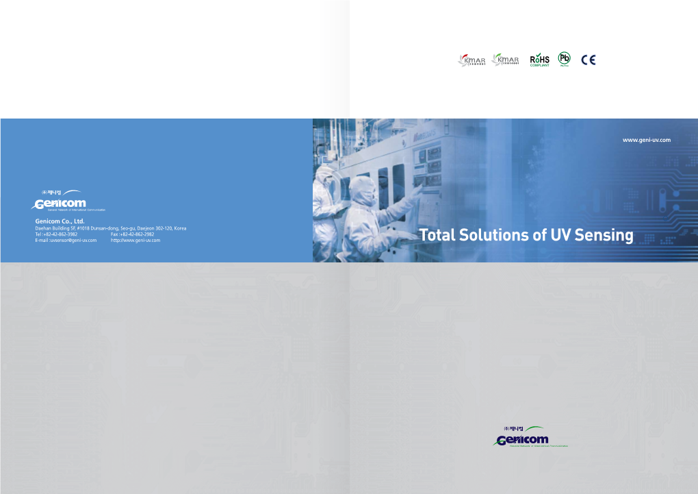 Total Solutions of UV Sensing Company Introduction Modelmodel Numbering Numbering of of Component the Probe