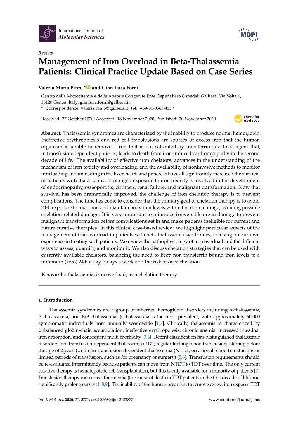 Management of Iron Overload in Beta-Thalassemia Patients: Clinical Practice Update Based on Case Series