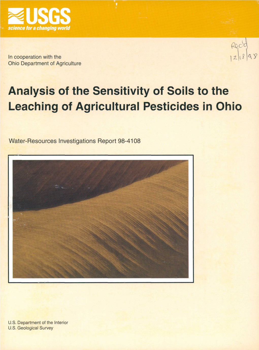 Analysis of the Sensitivity of Soils to the Leaching of Agricultural Pesticides in Ohio