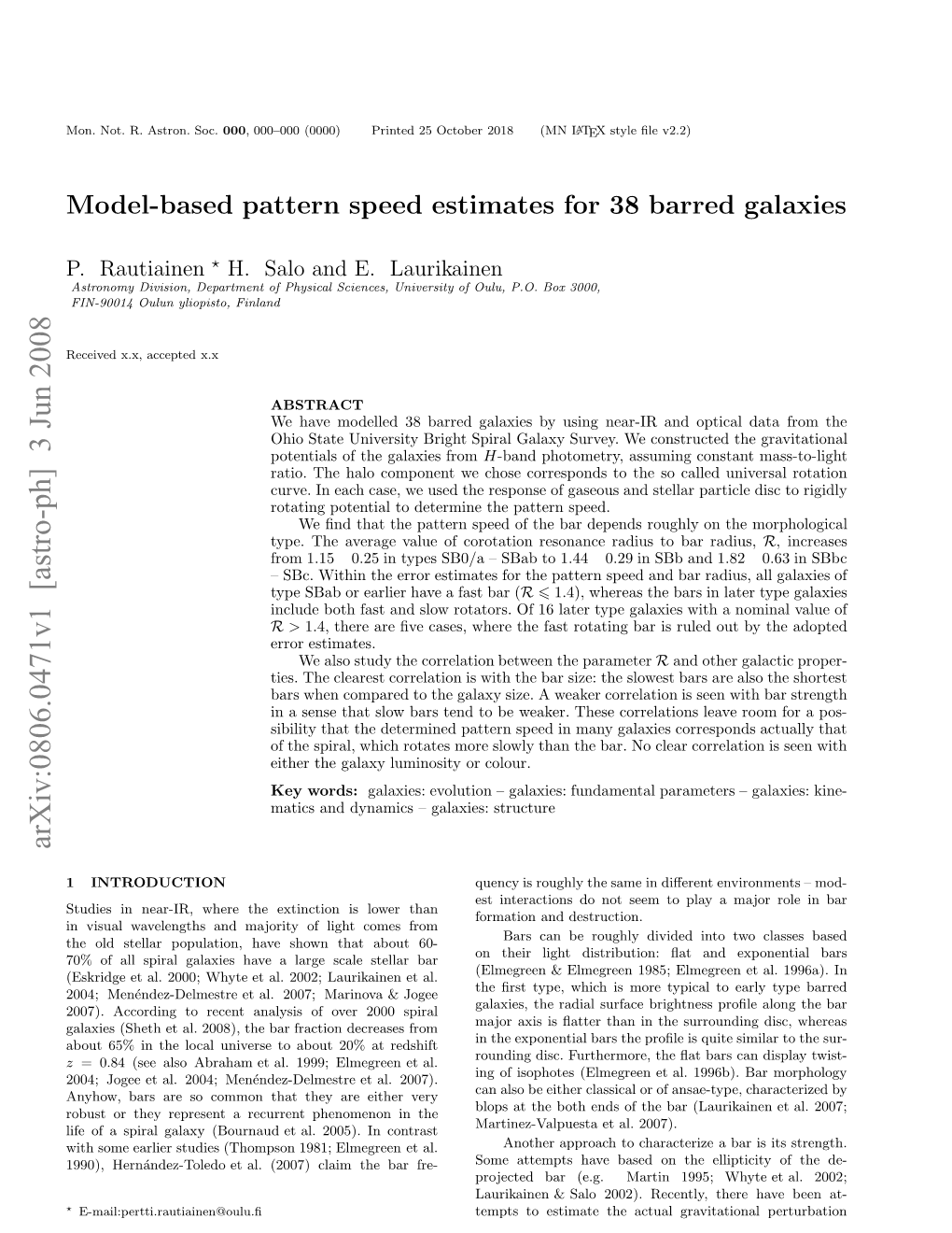 Model-Based Pattern Speed Estimates for 38 Barred Galaxies