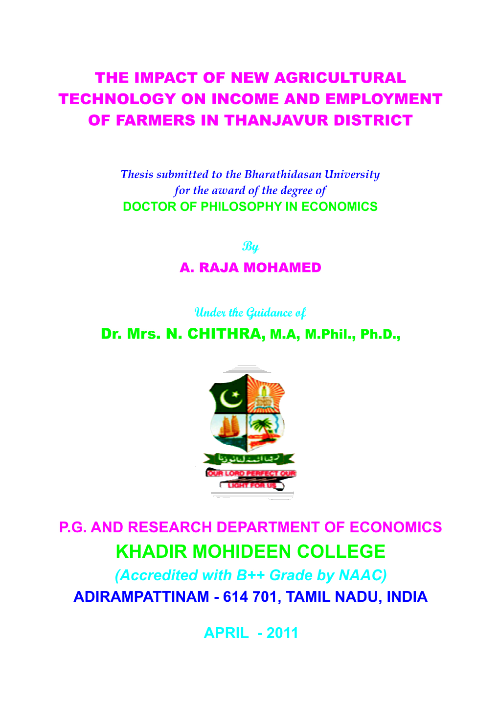 Iv General Description of Tamil Nadu