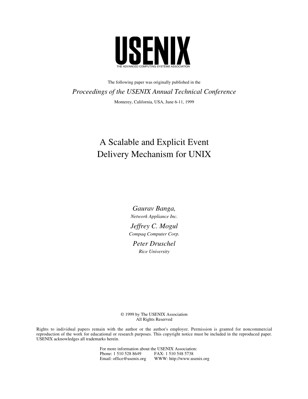 A Scalable and Explicit Event Delivery Mechanism for UNIX