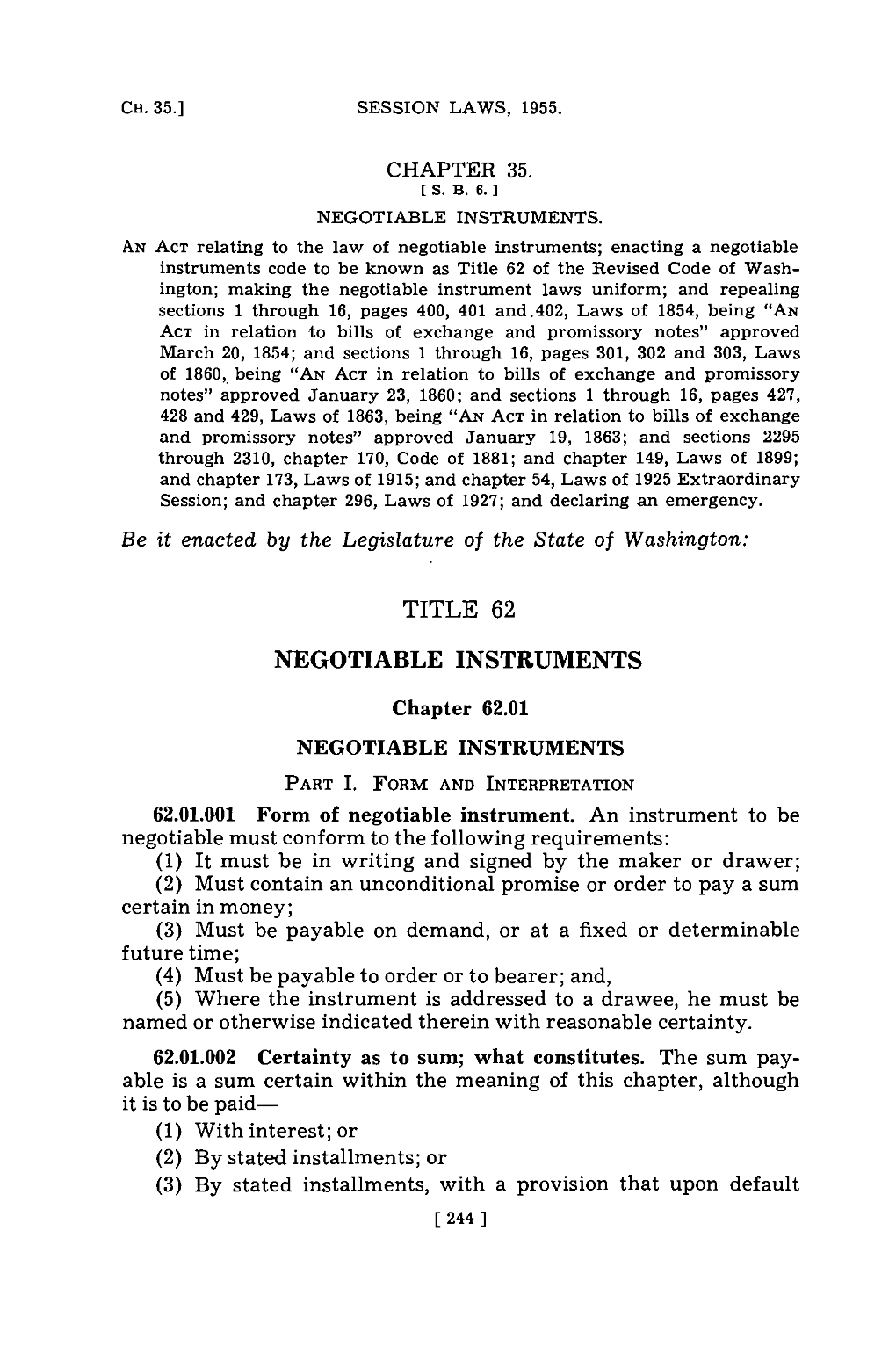 Negotiable Instruments