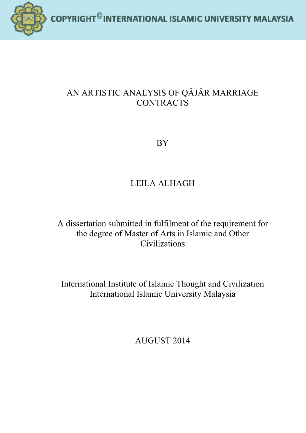 R Marriage Contracts by Leila Alhagh A