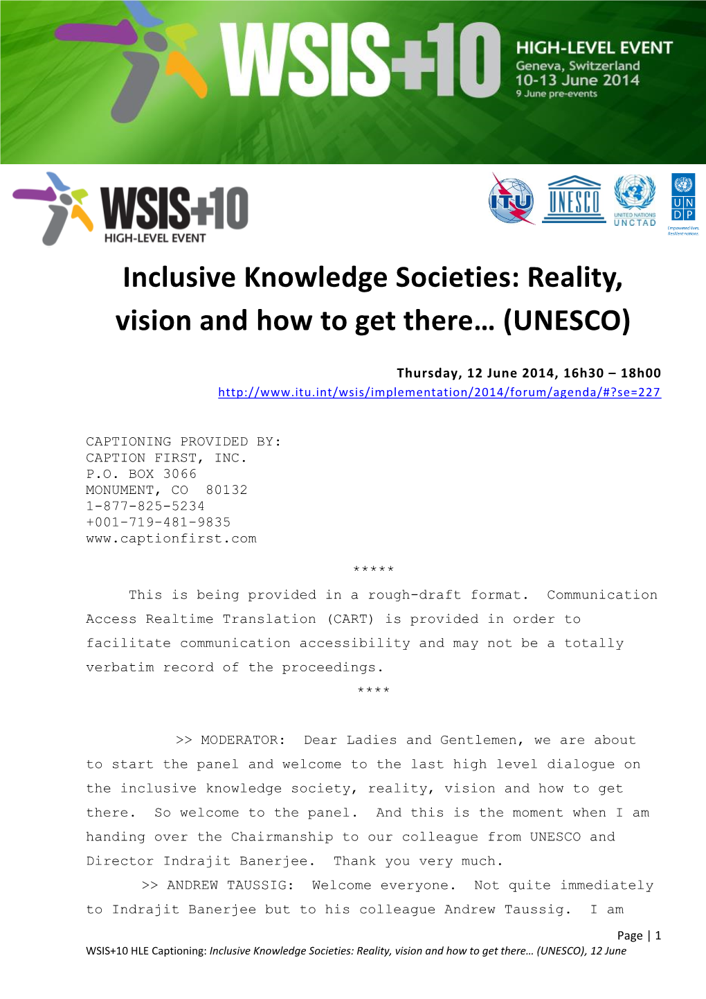 Inclusive Knowledge Societies: Reality, Vision and How to Get There… (UNESCO)