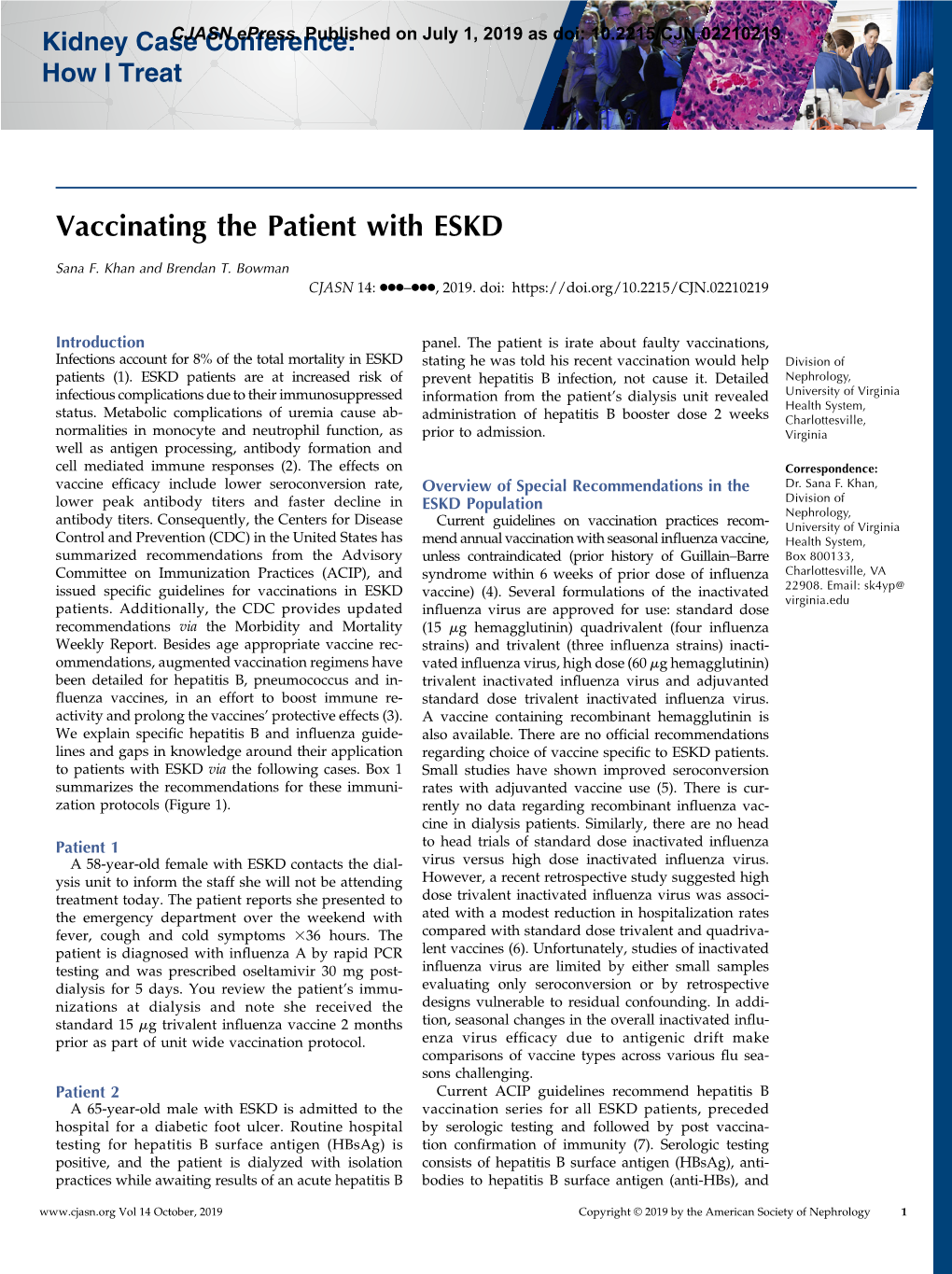 Vaccinating the Patient with ESKD