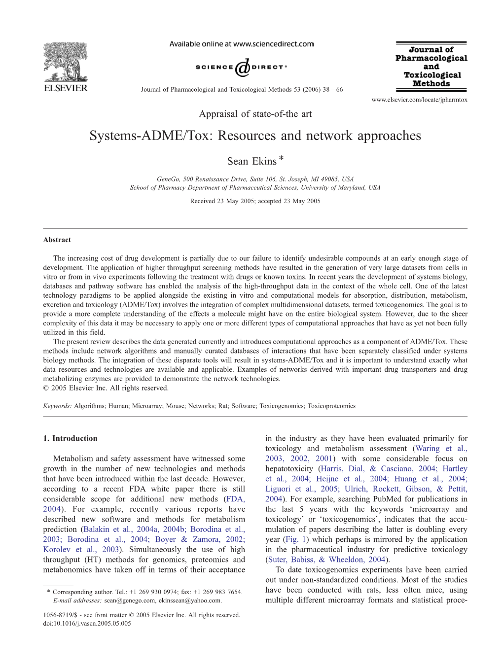 Systems-ADME/Tox: Resources and Network Approaches