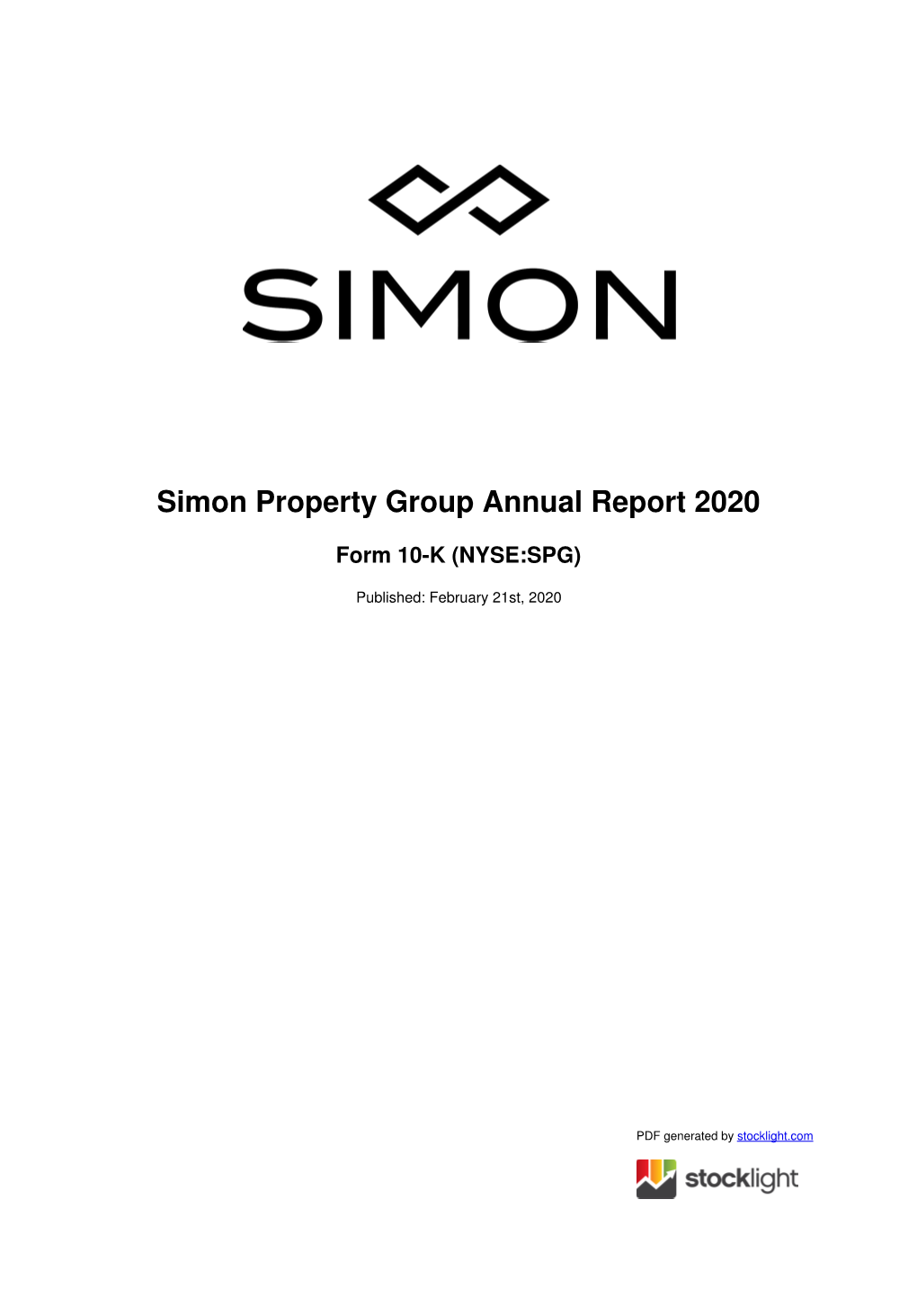 Simon Property Group Annual Report 2020