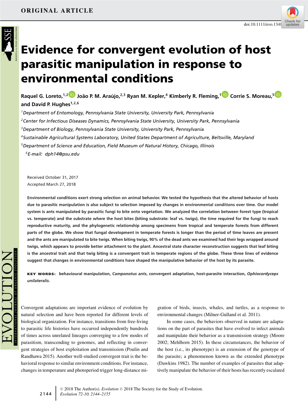 Loreto, R. G. Et Al., Evolution