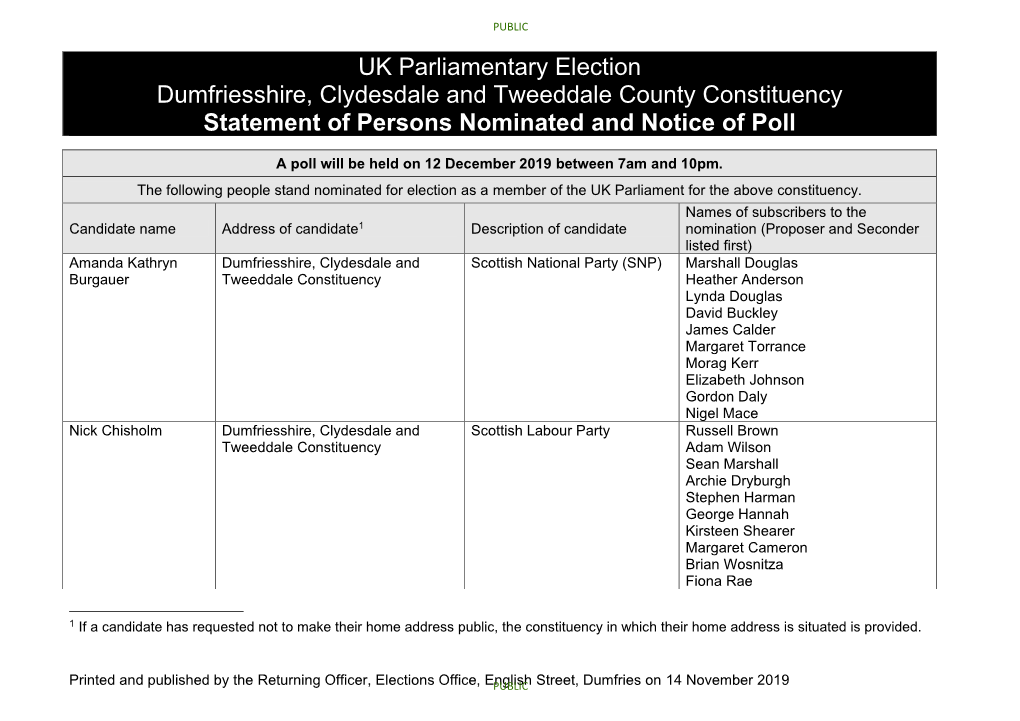 UKPGE Notice of Poll