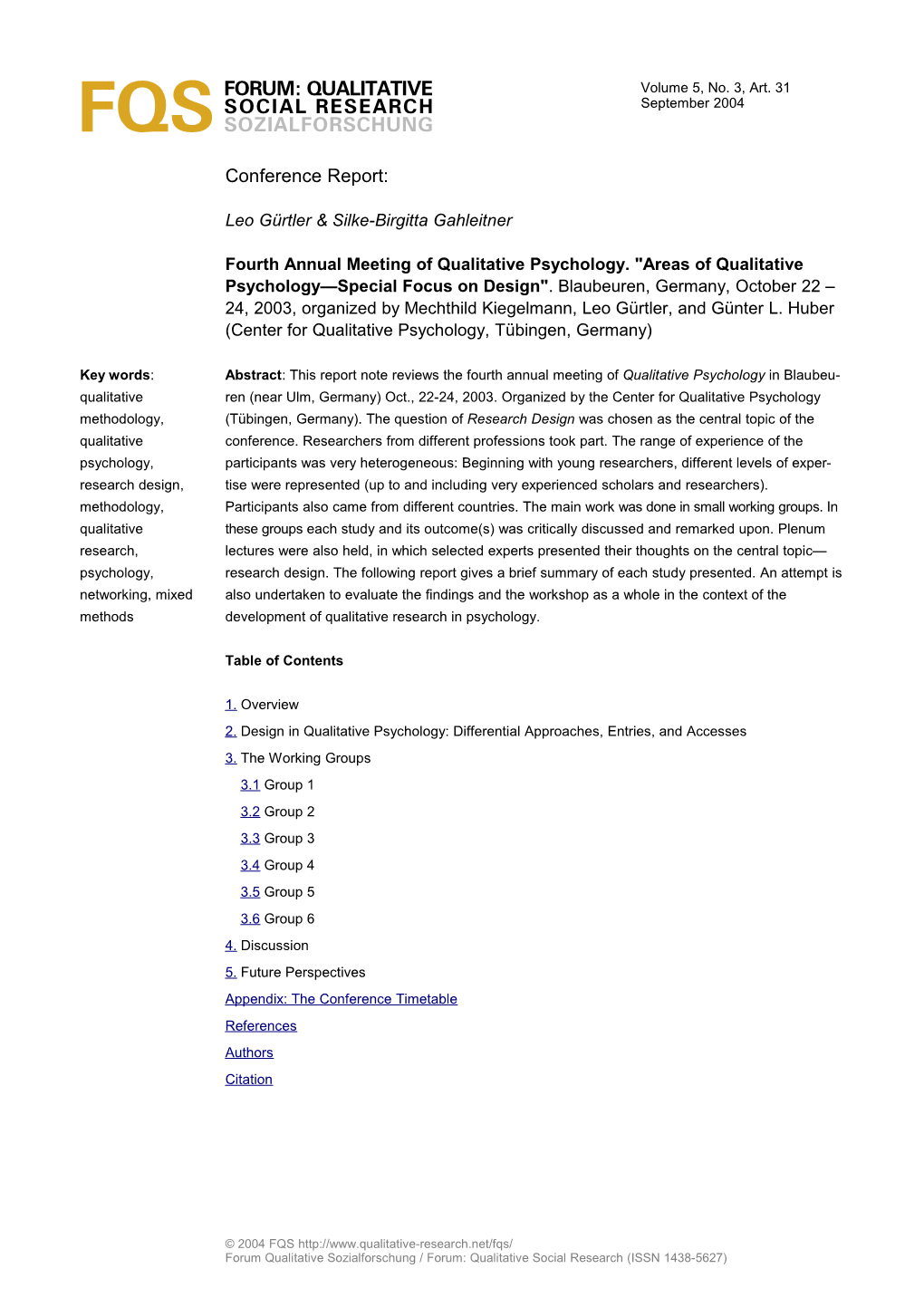 Forum: Qualitative Social Research Sozialforschung