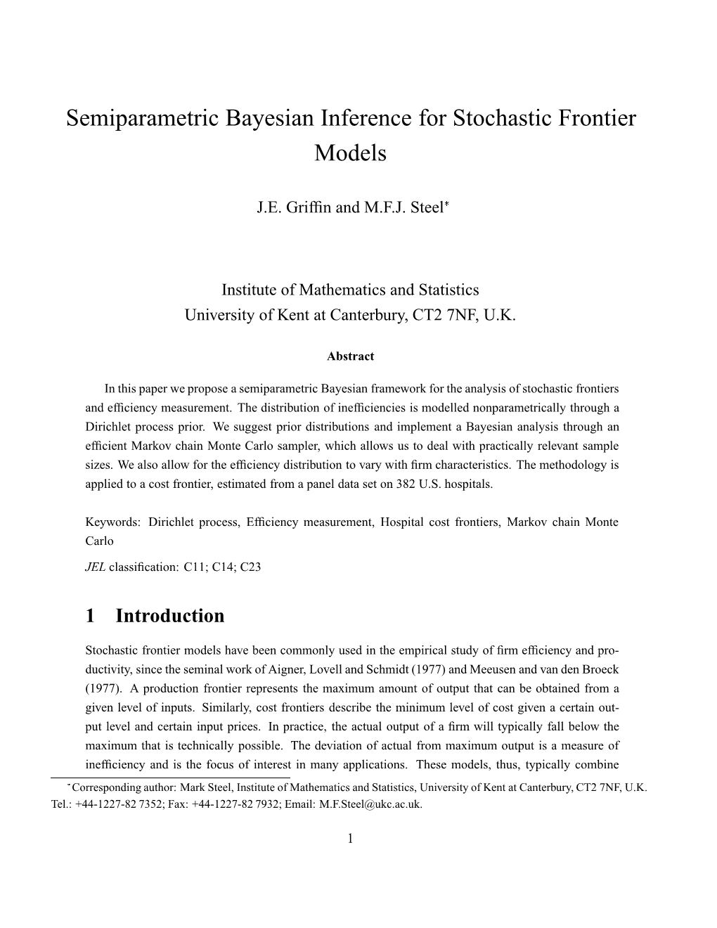 Semiparametric Bayesian Inference for Stochastic Frontier Models
