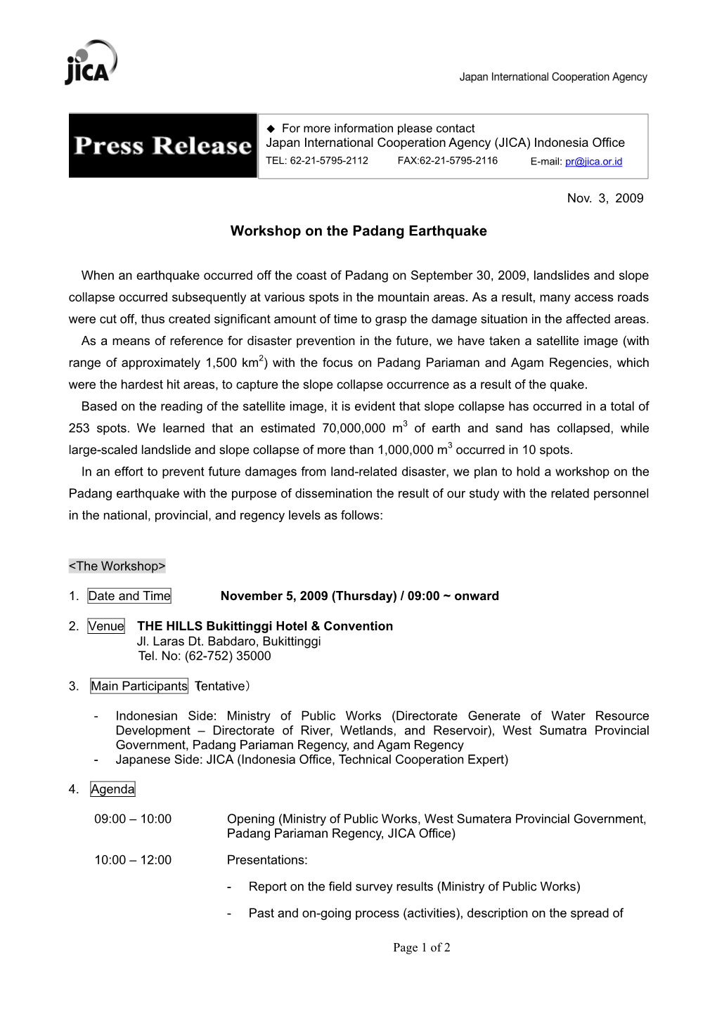 Workshop on the Padang Earthquake (PDF/86KB)