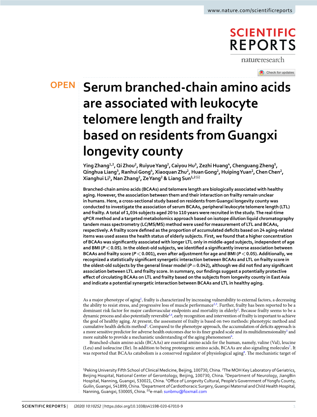 Serum Branched-Chain Amino Acids Are Associated with Leukocyte