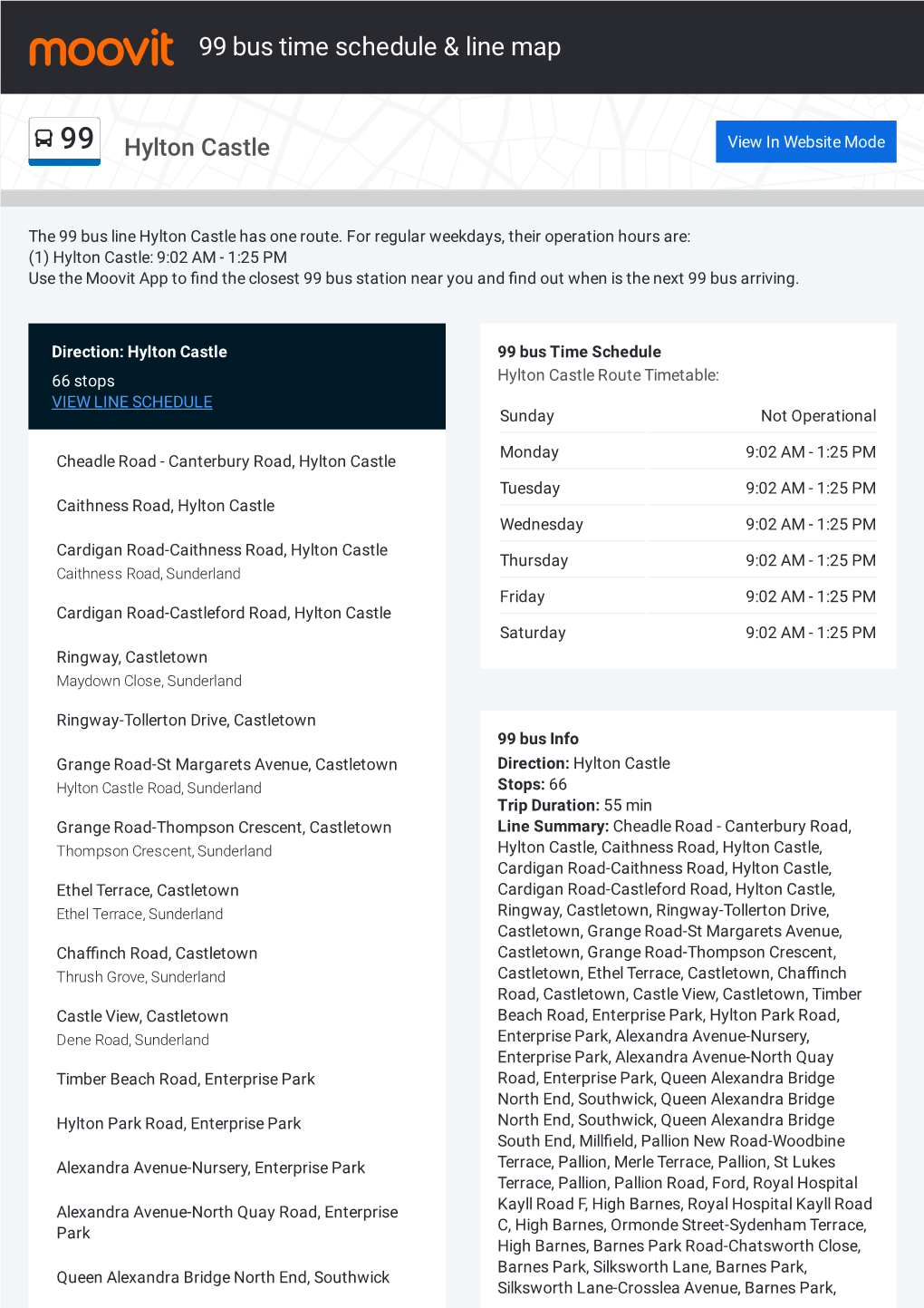 99 Bus Time Schedule & Line Route