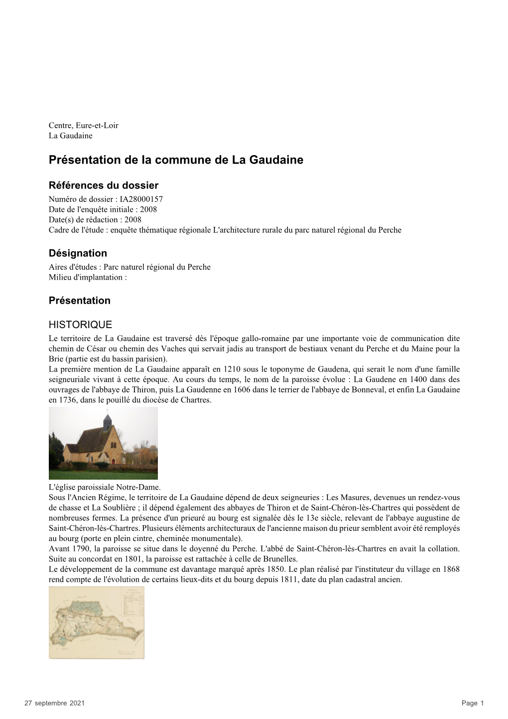 Présentation De La Commune De La Gaudaine