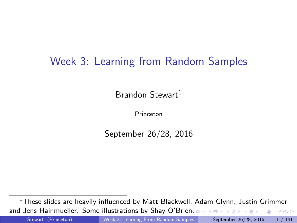 Week 3: Learning from Random Samples