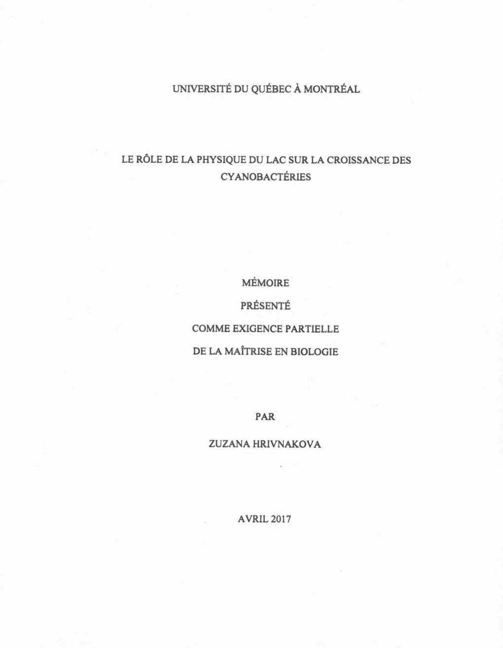 Le Rôle De La Physique Du Lac Sur La Croissance Des Cyanobactéries