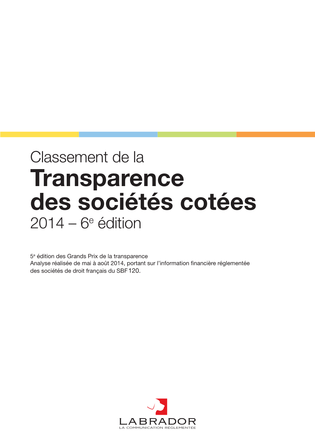 Transparence Des Sociétés Cotées 2014 – 6E Édition