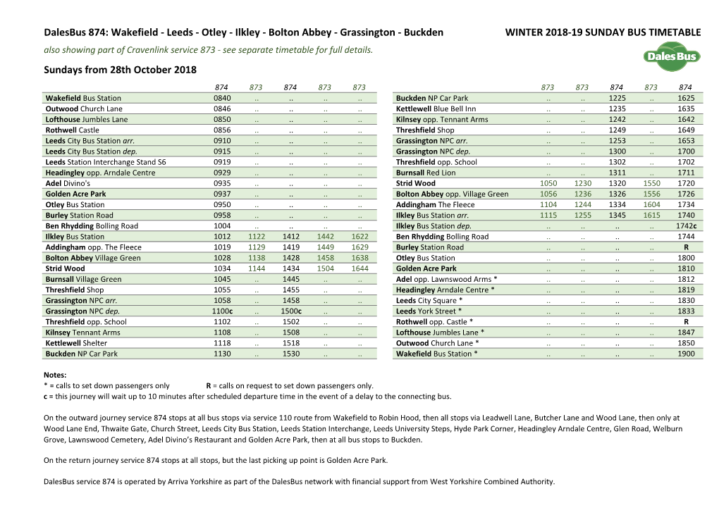 Dalesbus 874: Wakefield