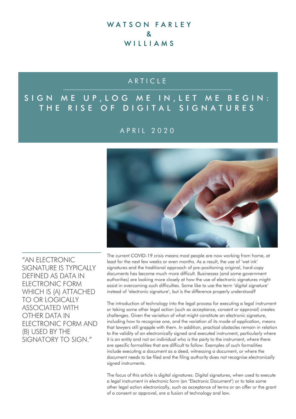The Rise of Digital Signatures
